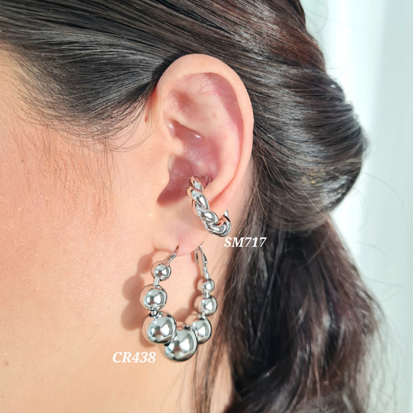 Earcuffs plateados/ Candonga balines plateada