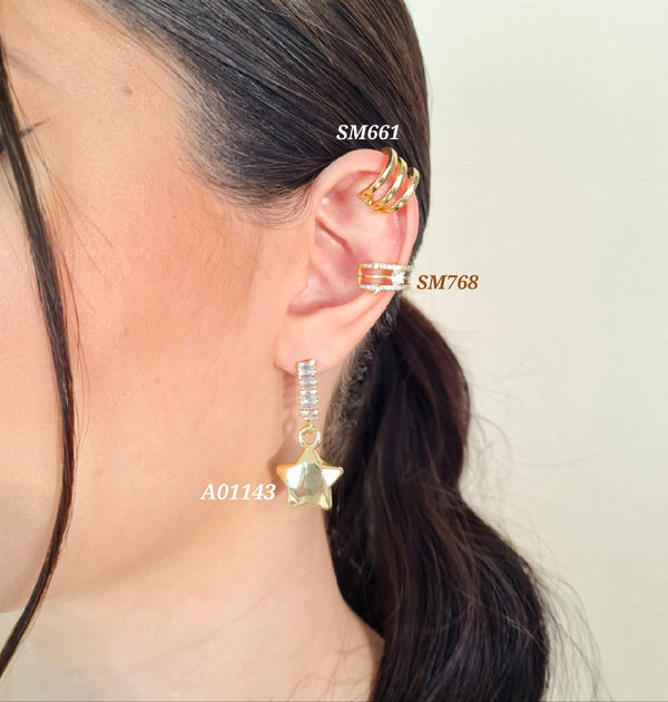 Earcuffs/ Arete zircones y estrella