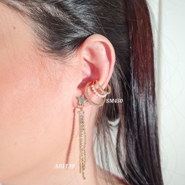 Earcuff / Arete estrella y cadenas