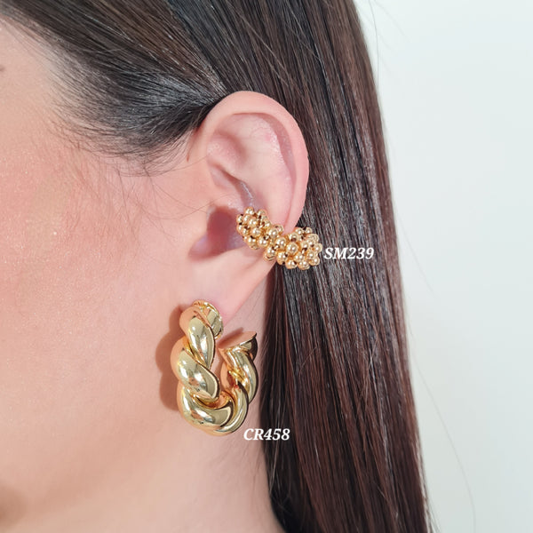 Earcuff tejido en balines / Candonga entorchada