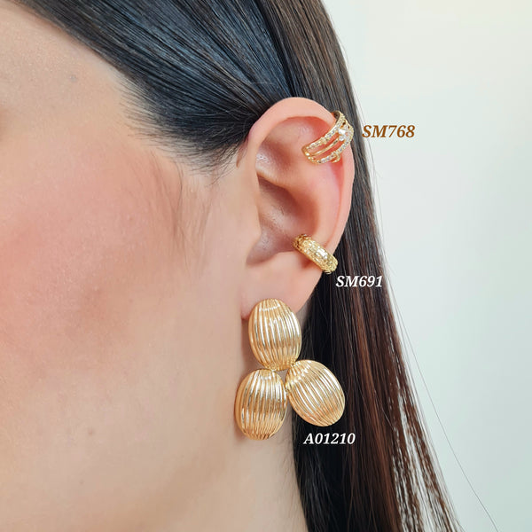 Earcuff / arete triple ovalo