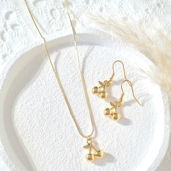 Set rodio cadena dije cereza y aretes SR2223