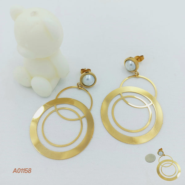 Arete circular con perla A01158