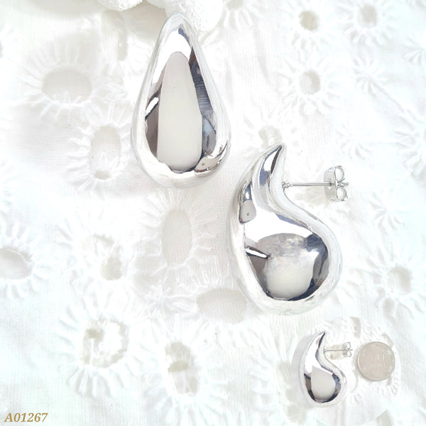 Arete topo gota grande plateado A01267