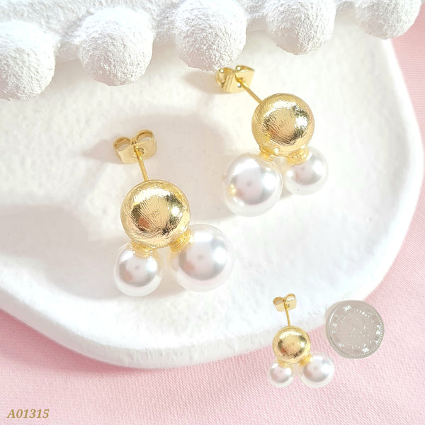 Arete balín y perlas A01315