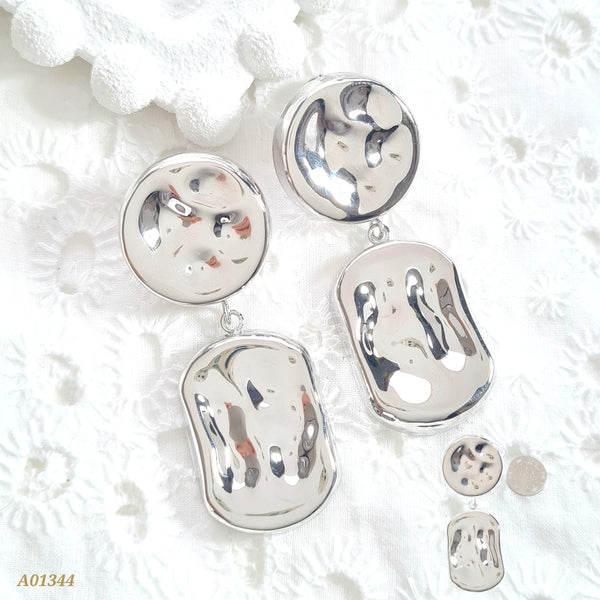 Arete plateado doble A01344