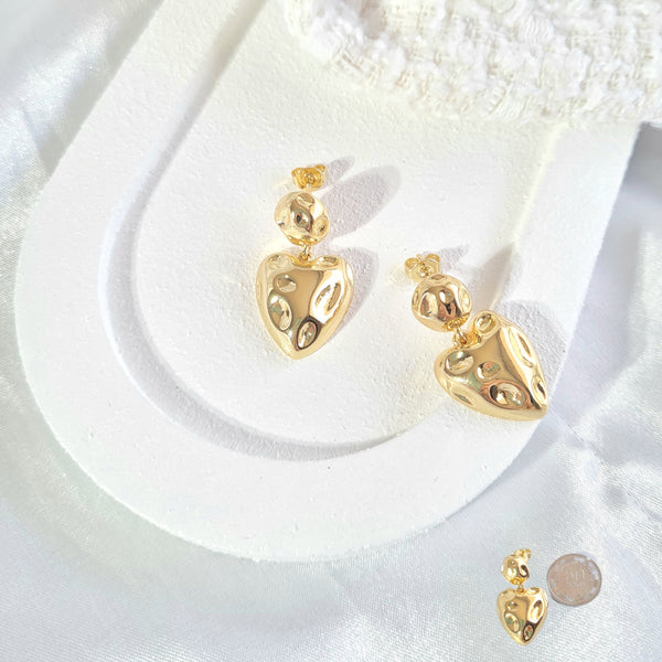 Arete rodio corazón textura A01444