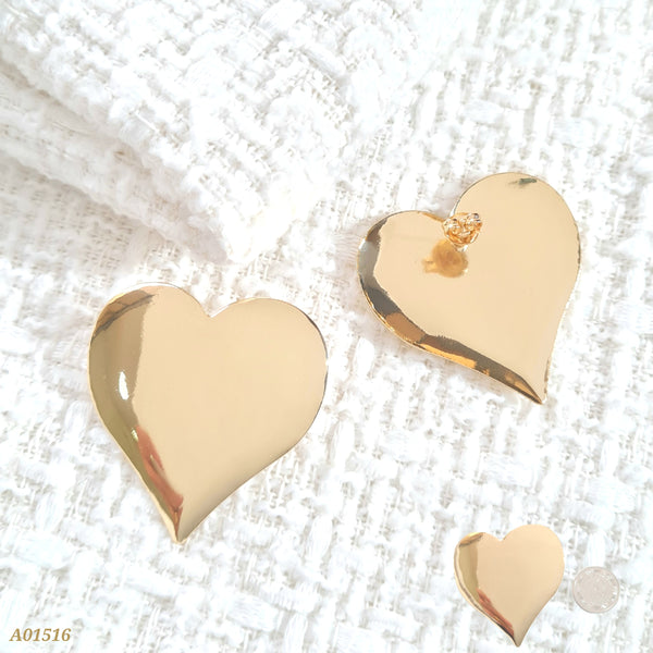 Arete rodio corazón grande liso A01516