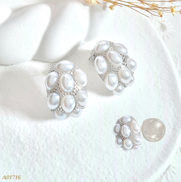 Arete gota con perlas plateado A01716