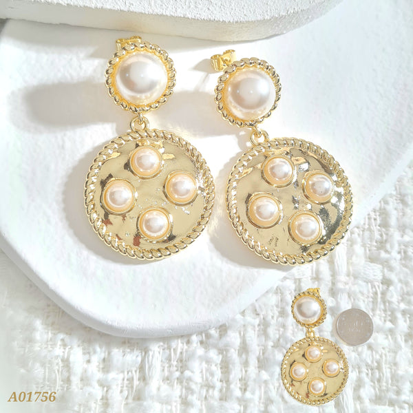 Arete doble mini perlas A01756