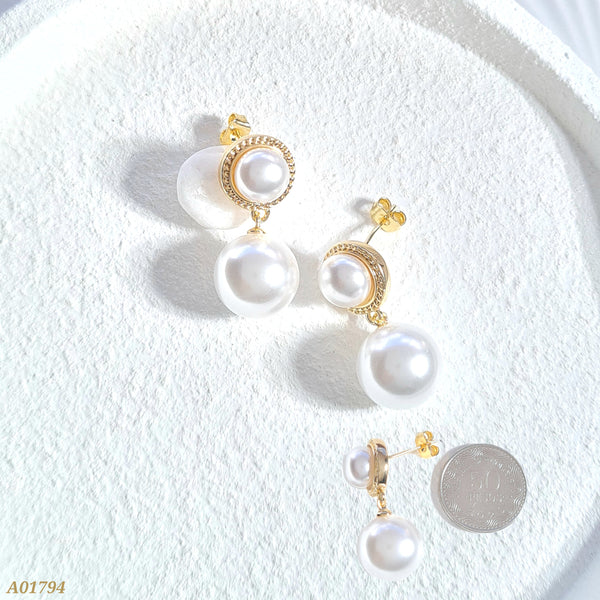 Arete doble perla A01794