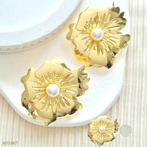 Arete flor perla A01867