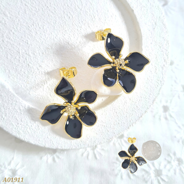 Arete flor negra A01911