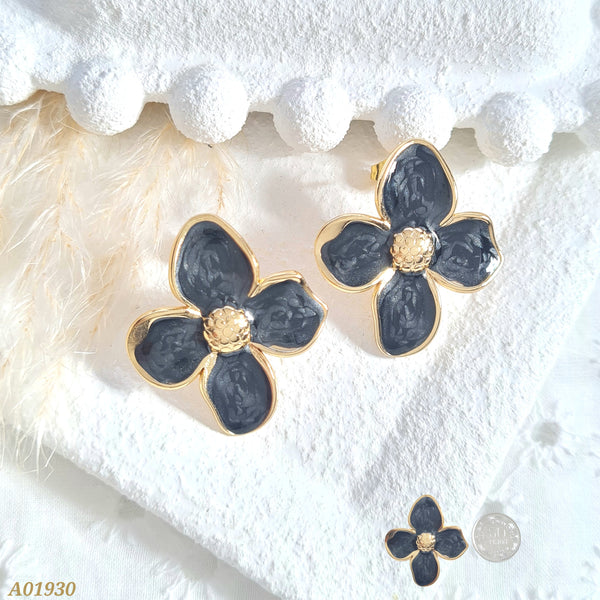 Arete flor negra A01930