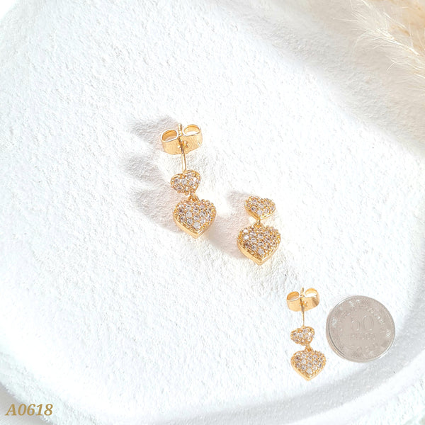 Arete corazón doble pequeño A0618