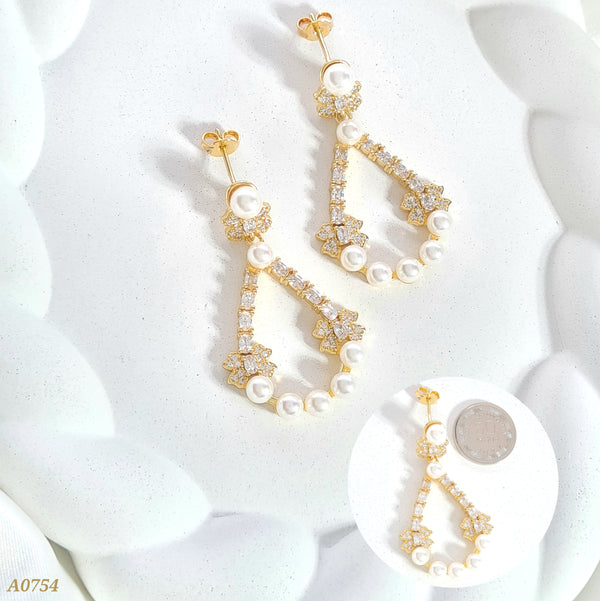 Arete gota con perlas A0754