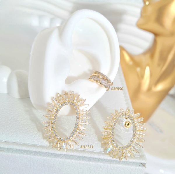 Earcuff zircones / Arete ovalado en zircones (Cada uno)