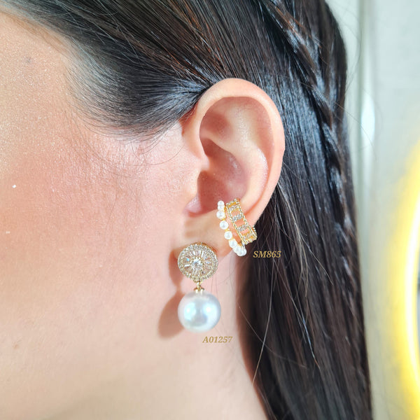 Arete con perla / Earcuff zircones y perlas (cada uno)