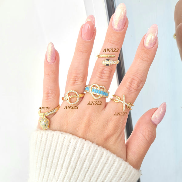 Anillo rodio con figuras y zircones AN194