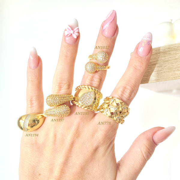 Anillos anchos con zircones