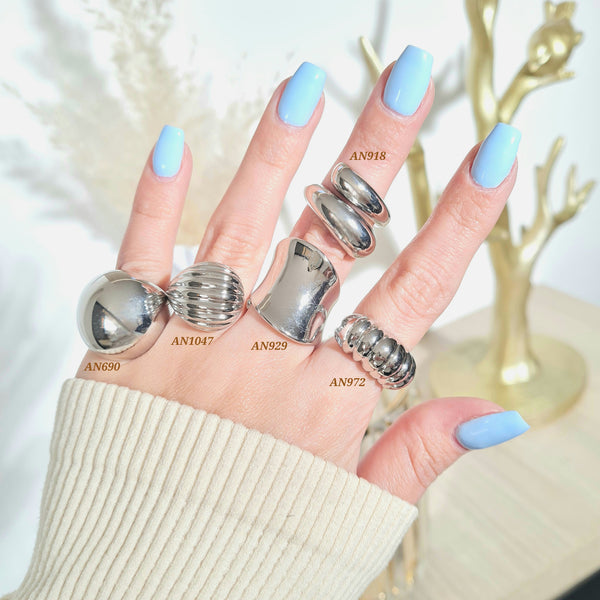 Anillos chunky plateados