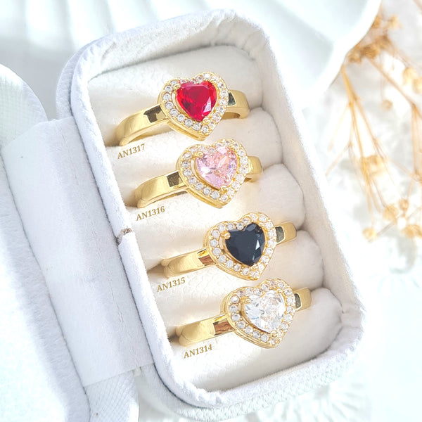 Anillos corazones multicolor