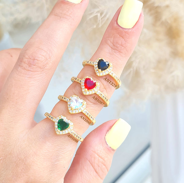 Anillos corazones multicolor