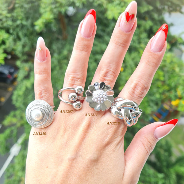 Anillos plateados chunky