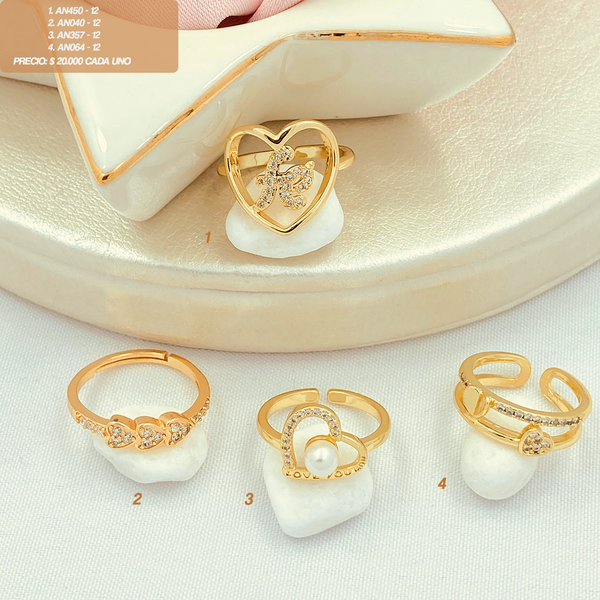 Anillos de corazones con zircones