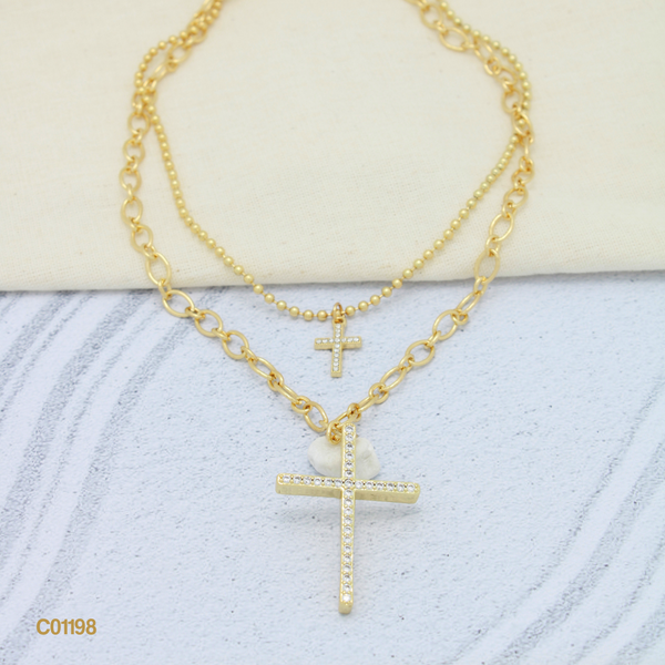 Cadena doble con cruces C01198