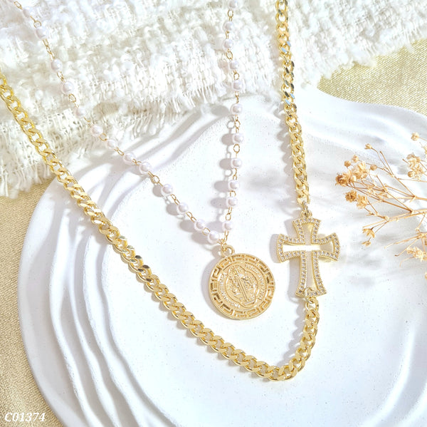 Cadena doble san benito y cruz C01374