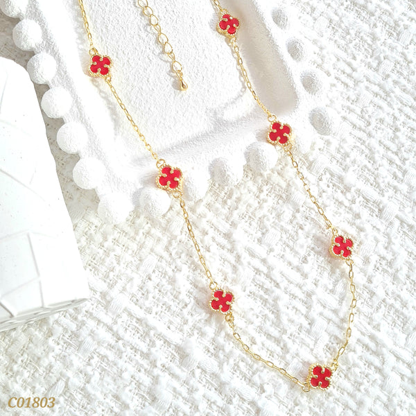 Cadena trébol rojo C01803