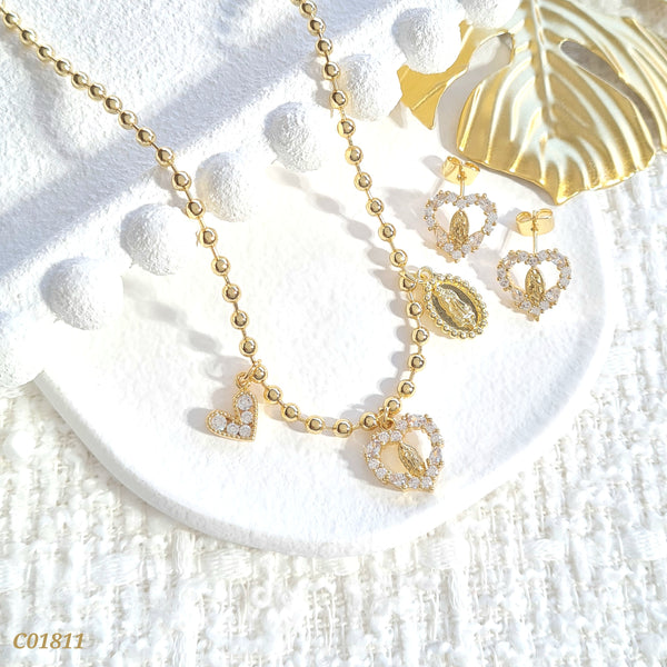 Cadena balines corazón, virgen C01811