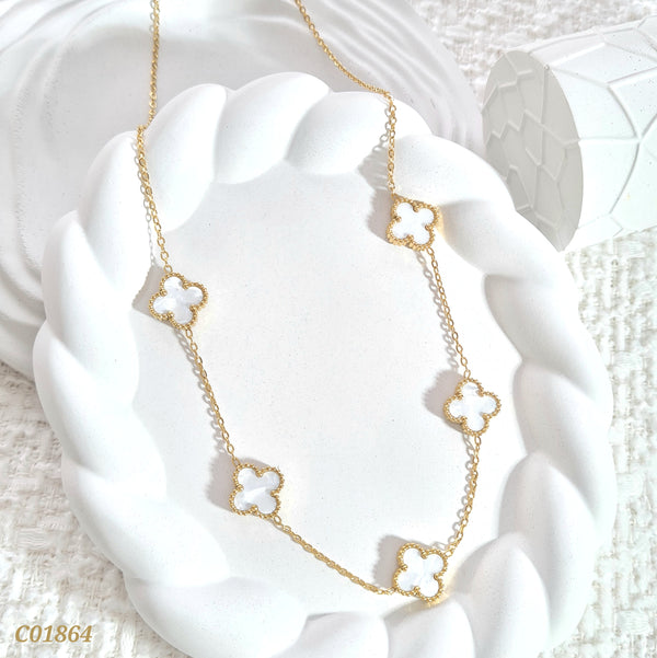 Cadena trébol blanco C01864