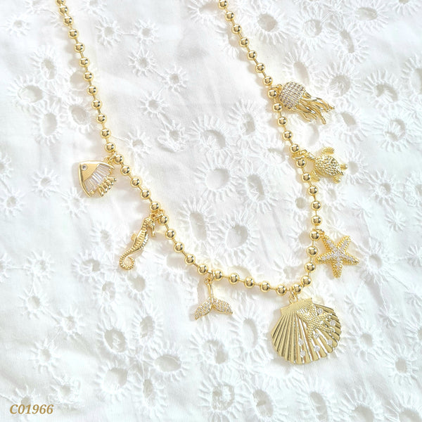 Cadena balines con dijes de mar C01966