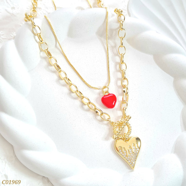 Cadena doble corazón C01969