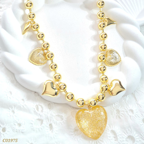 Cadena balines con corazones C01975