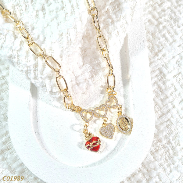 Cadena sagrado corazón/corazón/virgen C01989