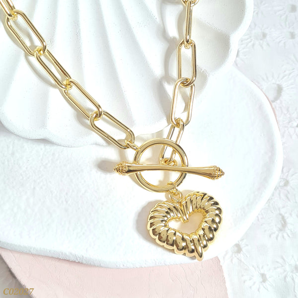 Cadena eslabones dije corazón C02027