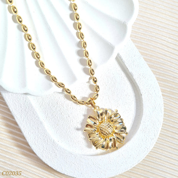 Cadena en balines y flor C02035