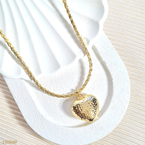 Cadena corazón textura C02040