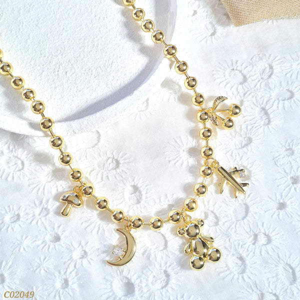 Cadena balines hongo/luna/oso/avión/cereza C02049