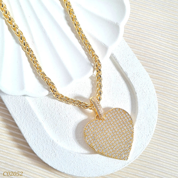 Cadena trenzada corazón grande C02052