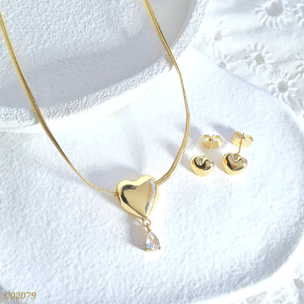 Cadena corazón y zircón C02079