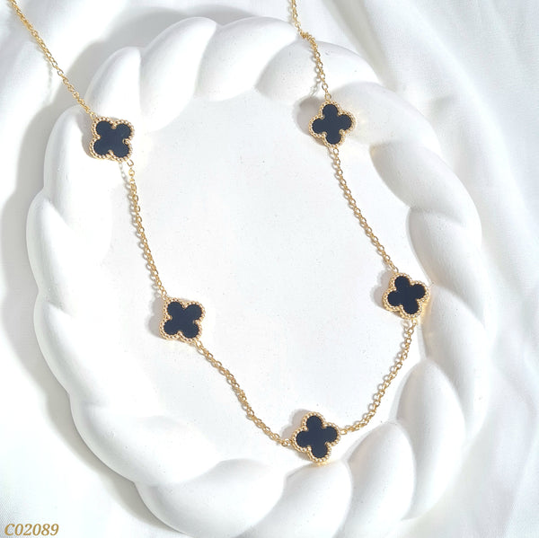 Cadena trébol negro C02089