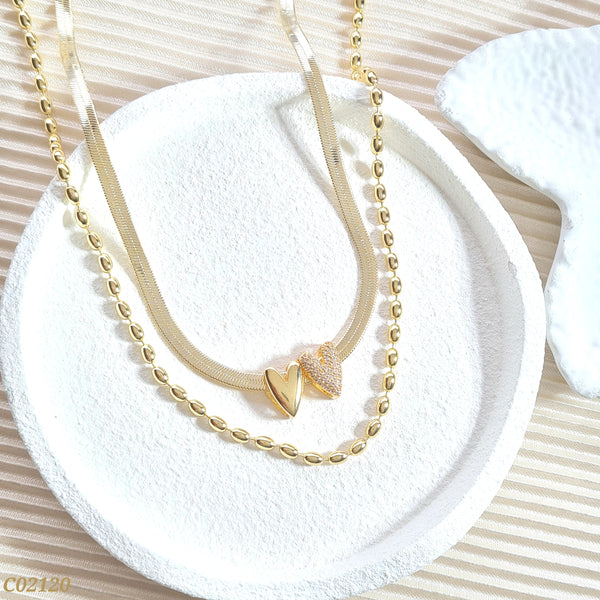 Cadena doble corazones C02120