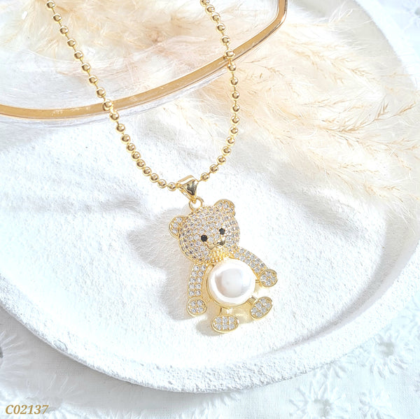 Cadena oso con perla C02137