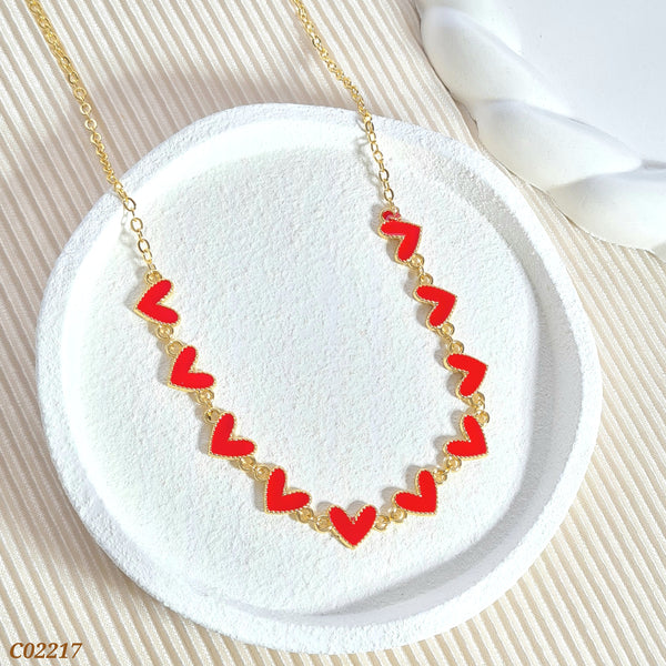 Cadena corazones rojos C02217