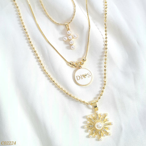 Cadena triple cruz, Dios y sol C02224