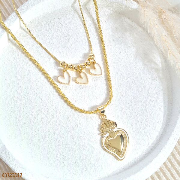 Cadena doble con corazón C02231